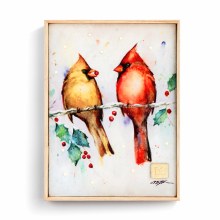 Lit Cardinals Wall Art 6"x8"