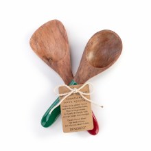 Acacia Wood Christmas Appetizer Spoons Set of 2