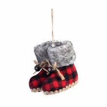 Ornament Red Plaid Snow Boots