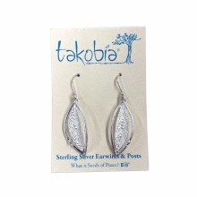 Earring Split Open Leaf Silver