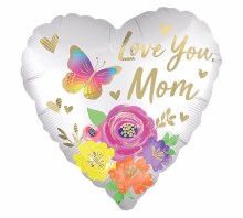 Foil Balloon 17" Love You Mom Satin Heart