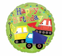 Foil Balloon 17" Happy Birthday Trucks