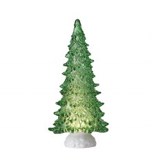 Lighted Tree with Swirling Glitter Green