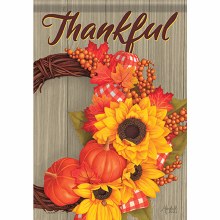 Garden Flag Fall Wreath Thankful