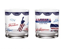Rocks Glass 14oz America Collage