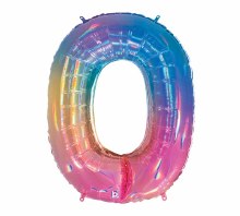 Foil Mega Loons 34" Number 0 Opal - AIR FILLED