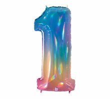 Foil Mega Loons 34" Number 1 Opal - AIR FILLED