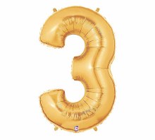 Foil Mega Loons 34" Number 3 Gold - AIR FILLED