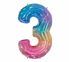Foil Mega Loons 34" Number 3 Opal - AIR FILLED