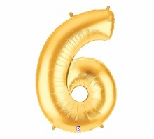 Foil Mega Loons 34" Number 6 Gold - AIR FILLED