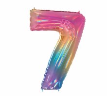 Foil Mega Loons 34" Number 7 Opal - HELIUM FILLED