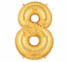 Foil Mega Loons 34" Number 8 Gold - AIR FILLED