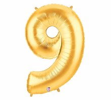 Foil Mega Loons 34" Number 9 Gold - AIR FILLED