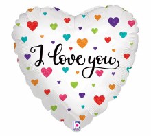 Foil Balloon 17" I Love You Colorful Hearts