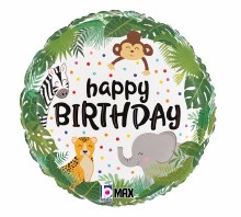 Foil Balloon 17" Happy Birthday Jungle