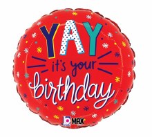 Foil Balloon 17" Yay It's Your Birthday Red
