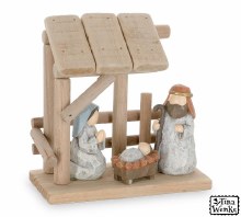 Nativity Holy Family with Wood Creche