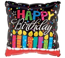 Foil Balloon 17" Birthday Candle Square Black