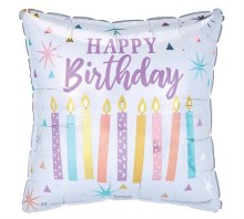 Foil Balloon 17' Birthday Candles Square White