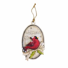 Oval Wooden Cardinal Ornament