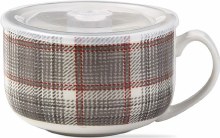 Soup Mug with Lid Winter Plaid