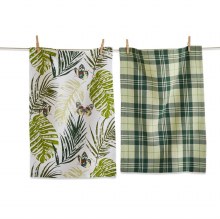 Palm & Butterfly Dishtowel Set of 2