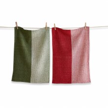 Joyful Waffle Weave Dishtowels Set of 2 Red & Green