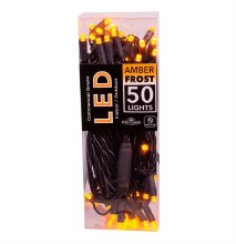 25.5' UL 50-Light Amber Frost LED Black Wire Lights