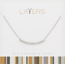 Layers Necklace Silver Curve Bar