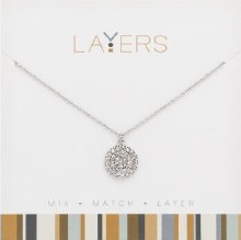 Layers Necklace Silver Round CZ