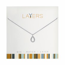 Layers Necklace Silver CZ Teardrop