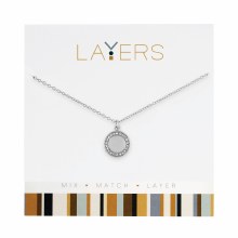 Layers Necklace Silver Round CZ Disc