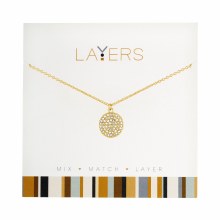 Layers Necklace Gold Round Cz