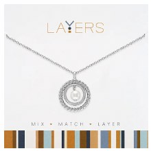 Layers Necklace Silver Double Open Circle Pearl Pendant