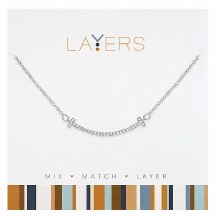 Layers Necklace Silver Curve CZ T