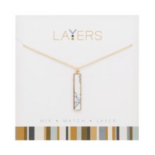 Layers Necklace Gold Rectangle Granite