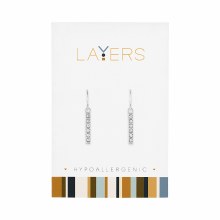 Silver CZ Bar Dangle Layers Earrings - 1 pair