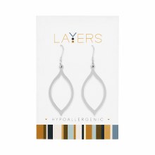 Silver Oval Dangle Layers Earrings - 1 pair