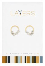 Gold Crystal Cluster Layers Earrings - 1 Pair