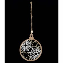 Ornament Bulb of Snowflakes Wood