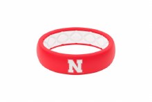 Thin Silicone Ring Nebraska Red Size 7