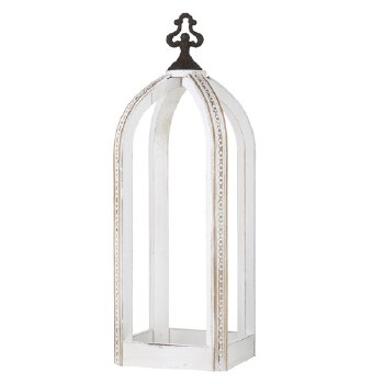 Whitewashed Wooden Lantern 21"