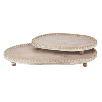 Wood Beaded Edge Tray 20.75"
