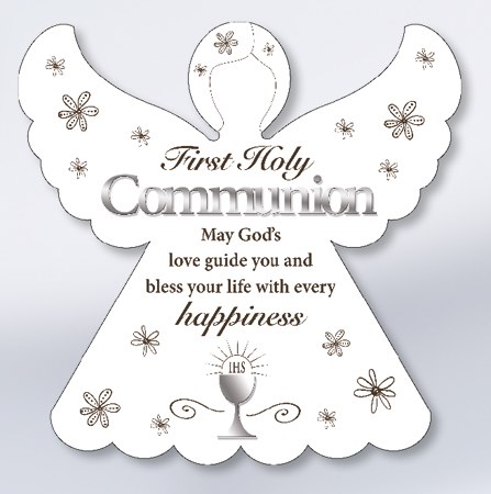 First Holy Communion Wooden Angel Plaque Veritas