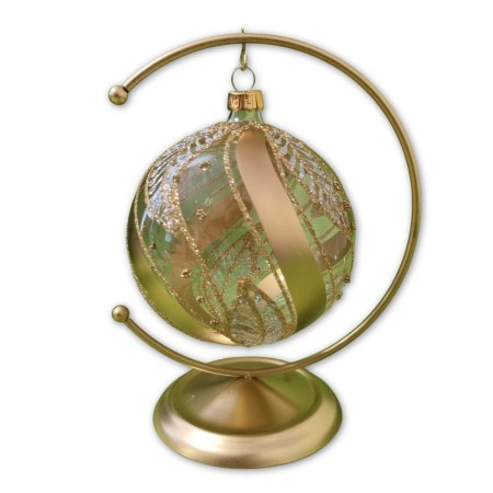 Clear and Gold Christmas Bauble with Stand