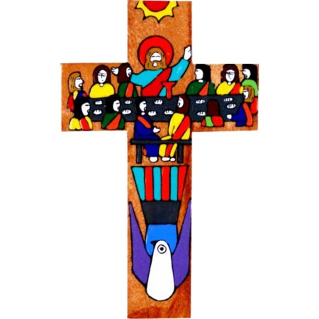 Last Supper Hand Painted Cross (25cm)