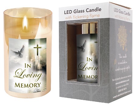 In Loving Memory Glass Led Candle (13cm)