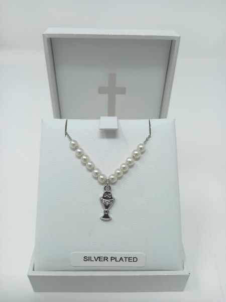 First Holy Communion Chalice on Pearl Chain