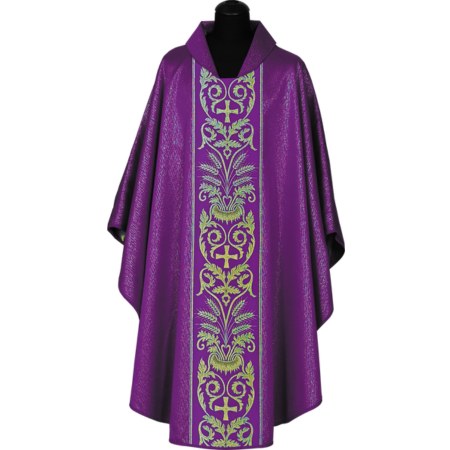 Purple Chasuble with Gold Crosses Design