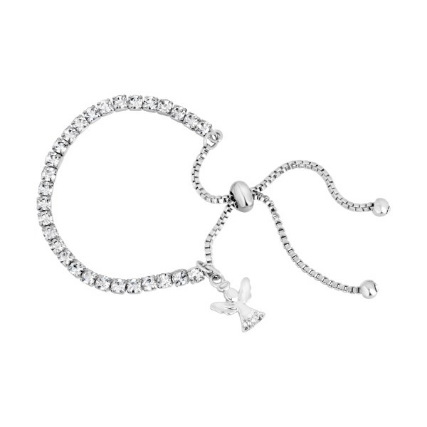 Sterling Silver Guardian Angel Bracelet with Crystals